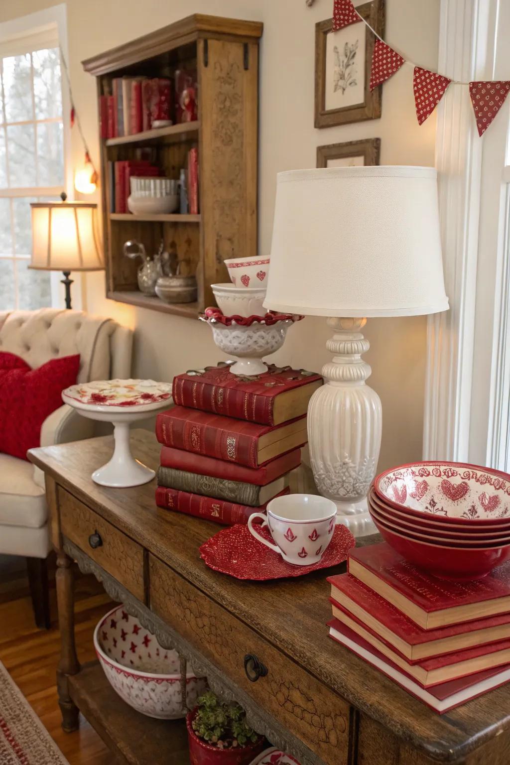 Inject nostalgic appeal through classic acquisitions within Valentine’s hues.