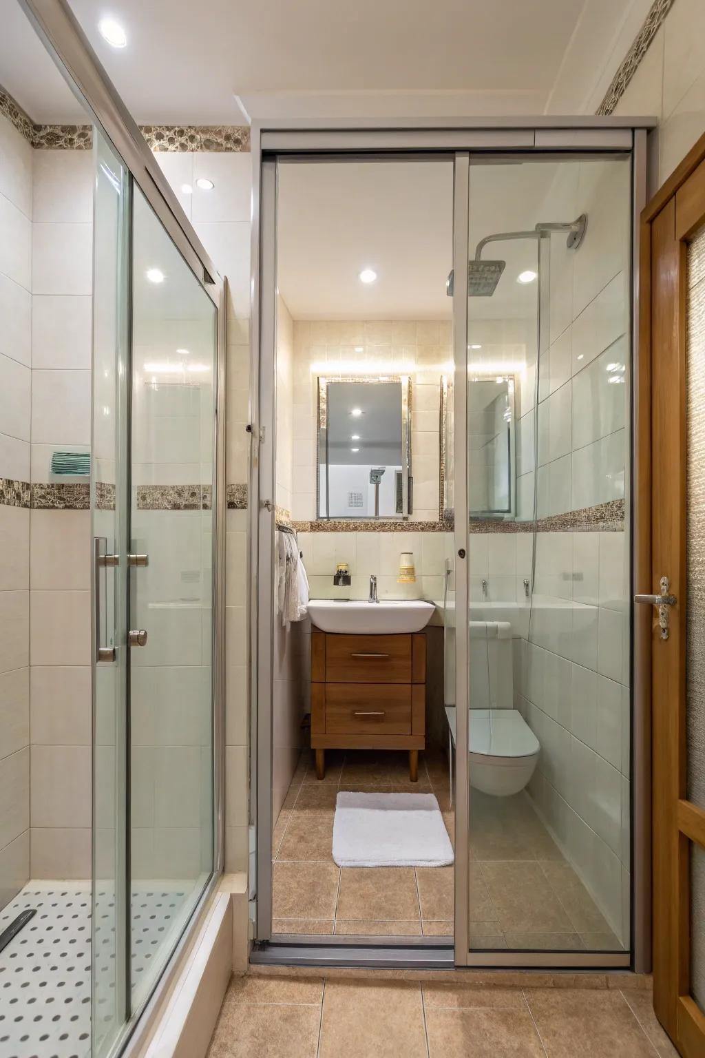 Glass doors keep the space open and smooth.