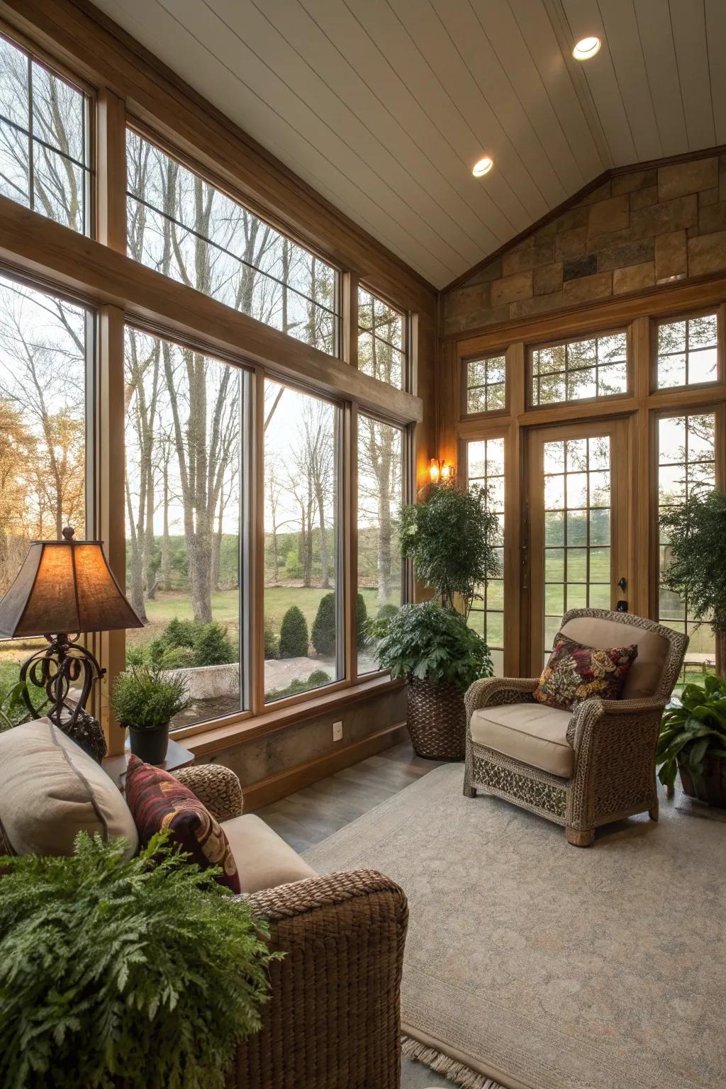 Abundant natural light brightening the space.