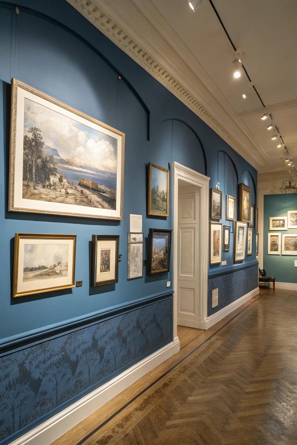 Elevate your art with a gentle cerulean backdrop for your gallery wall.