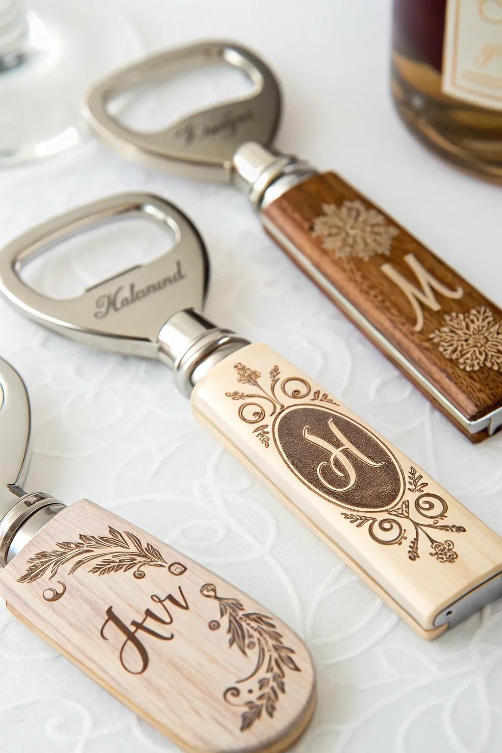 Personalized bottle openers as a practical and memorable wedding favor