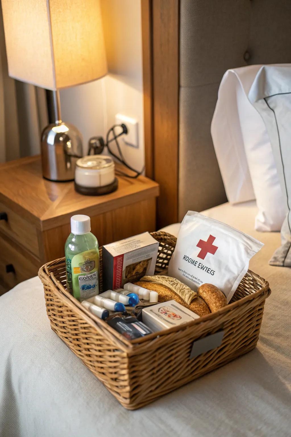 A mini first-aid kit ensures guests are prepared for minor mishaps.