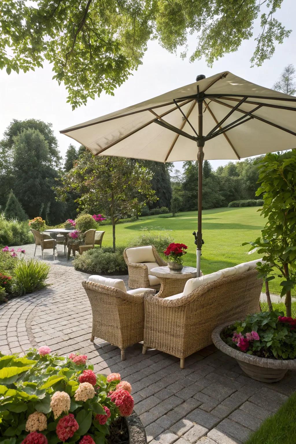 Shaded relaxation with fashionable parasols.