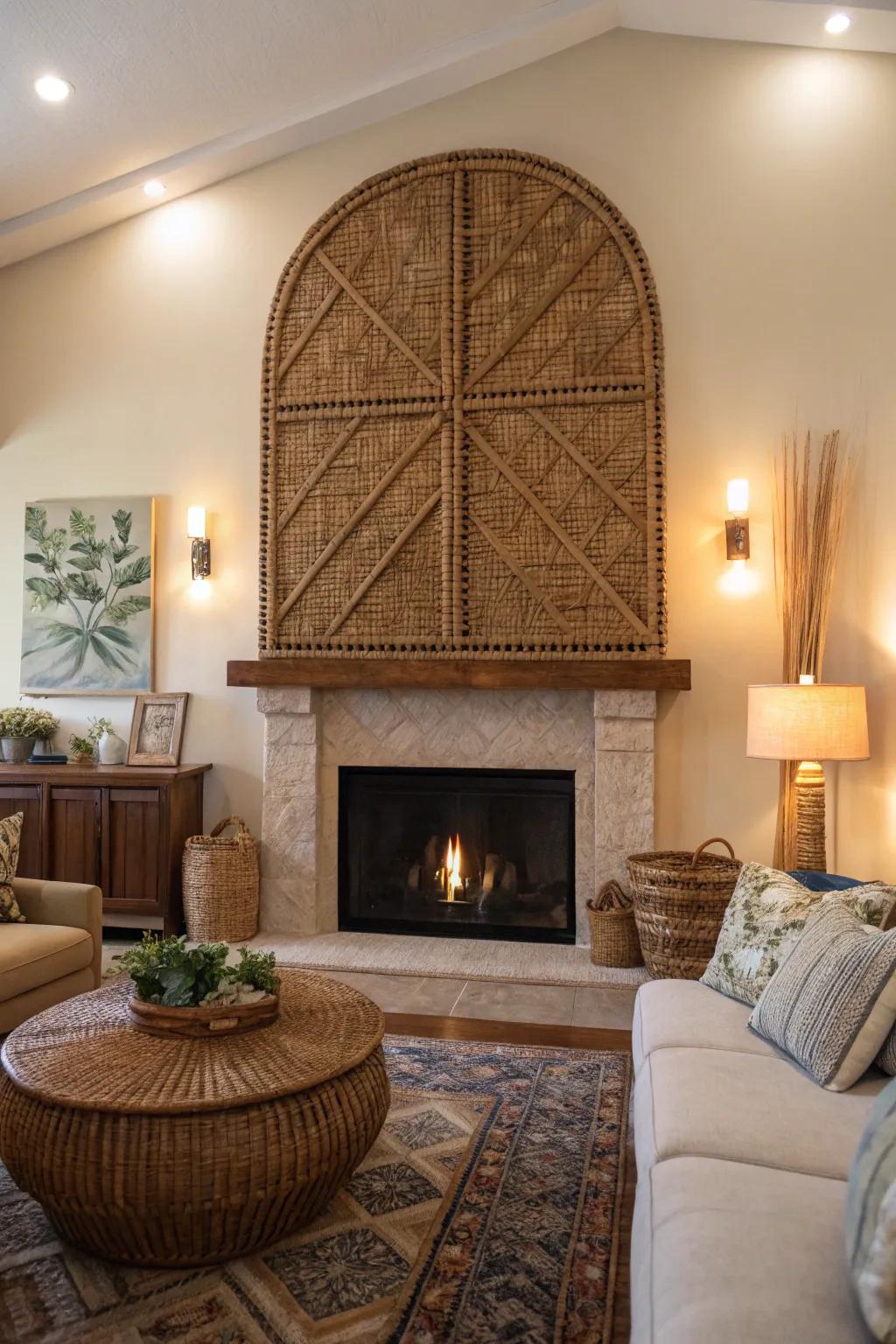 Make a statement using wicker as a focal point.
