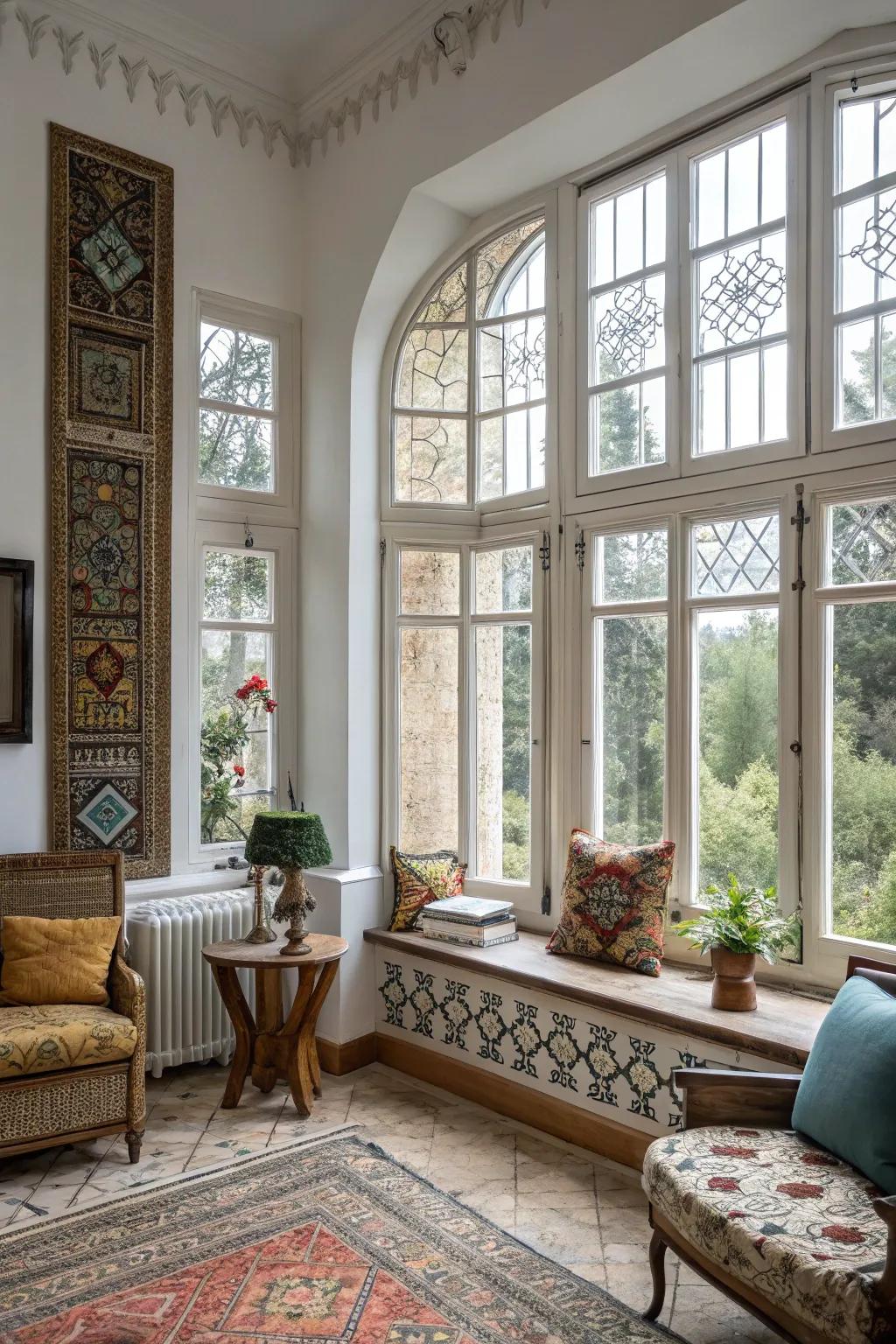 An eclectic mix of modern and traditional window styles.