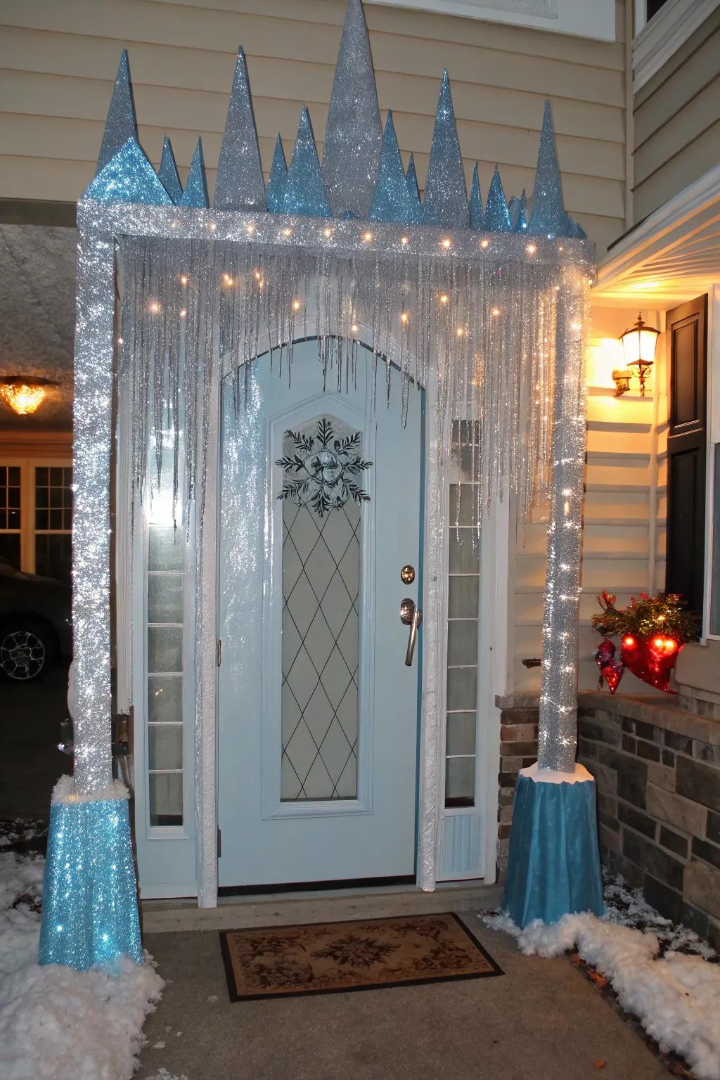 An elegant ice castle gateway to dazzle and impress.