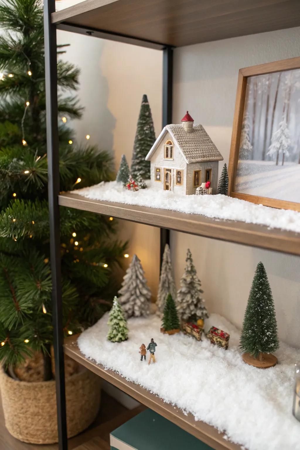 Tiny winter scenes add a whimsical touch to your office decor.