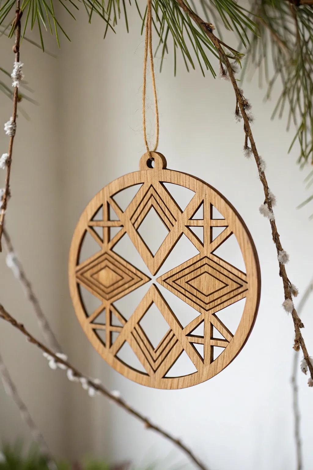 Scandinavian-inspired minimalist wooden disc decoration.