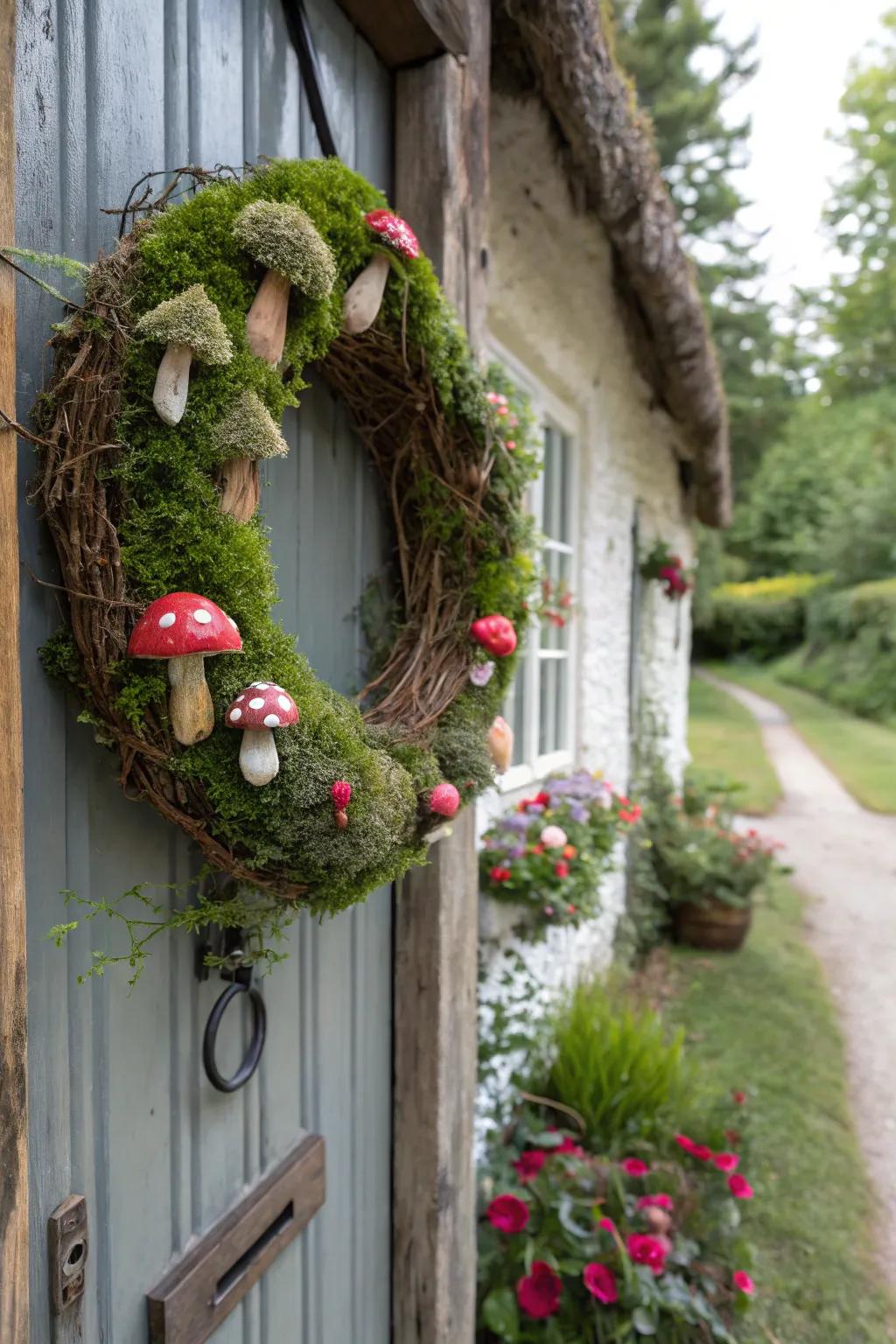 A wreath that bewitches through woodland whimsy.