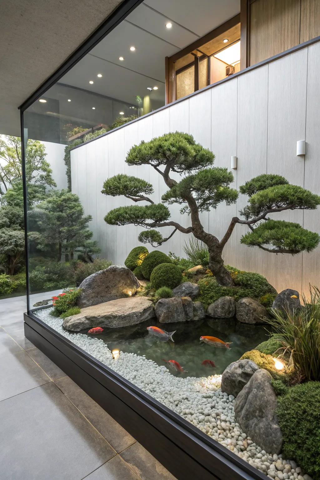 The bonsai theme introduces tranquility and elegance.