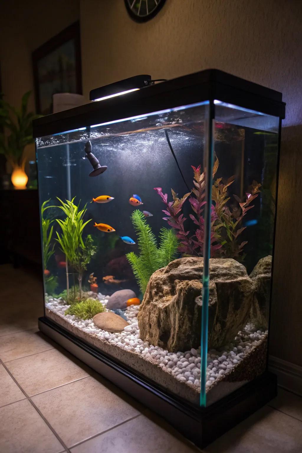 Improve your aquarium's beauty using creative lighting.