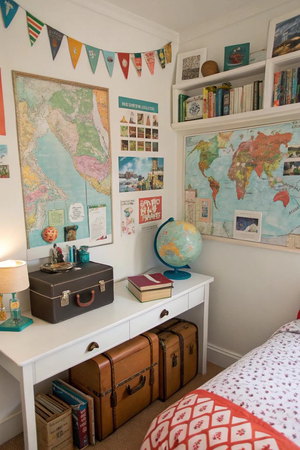 A customized area with interior design inspired by travel escapades.