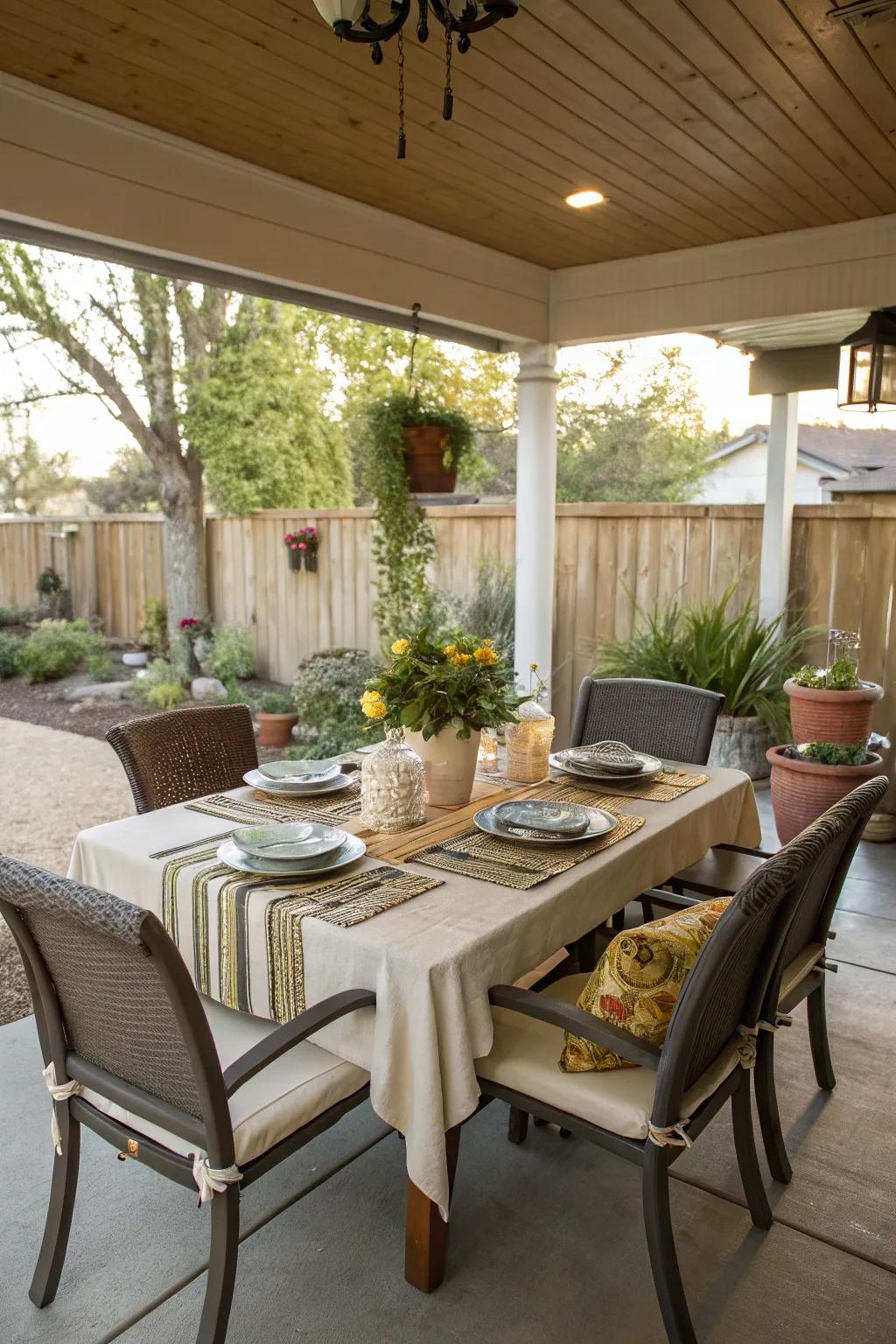 A charming dining nook on the porch.