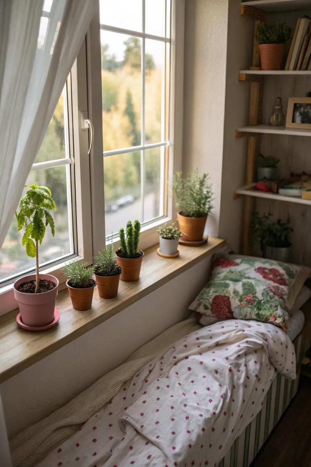 Plants bring a refreshing and natural element to the bedroom.