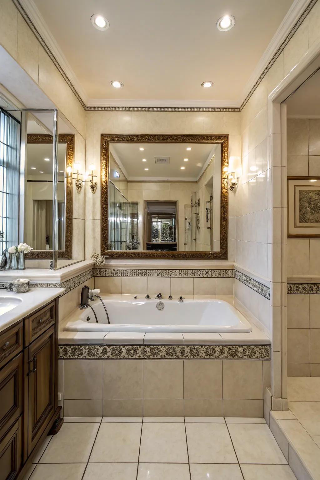 Visually expand your area through a mirrored wall.