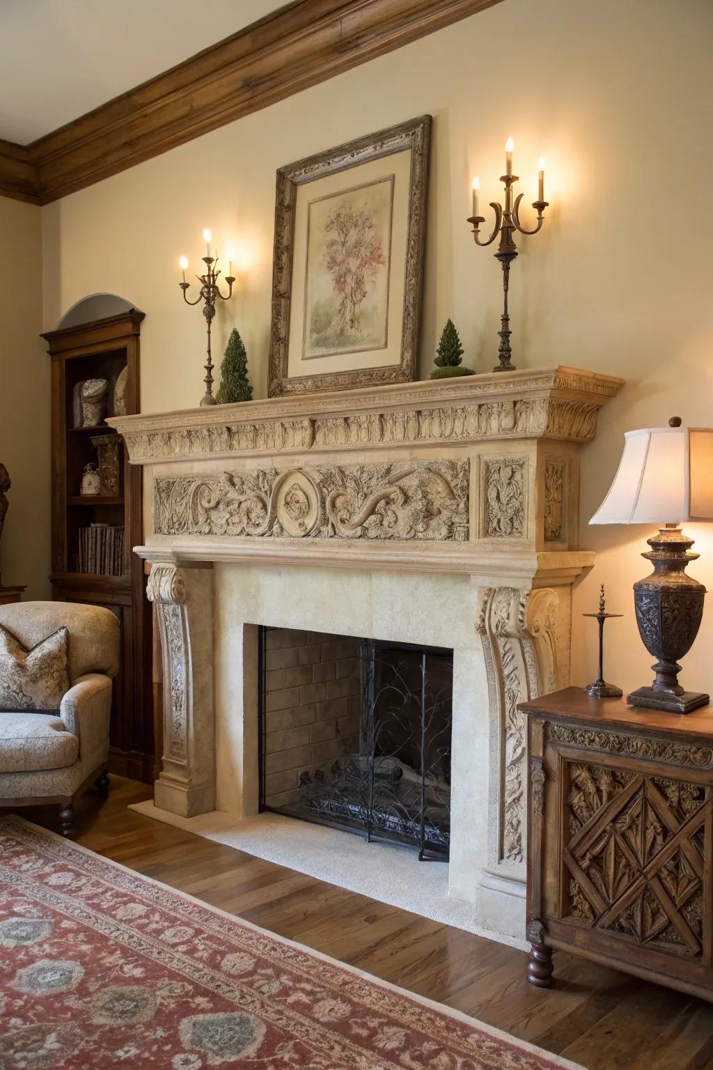 Architectural finds make for striking wall decor.