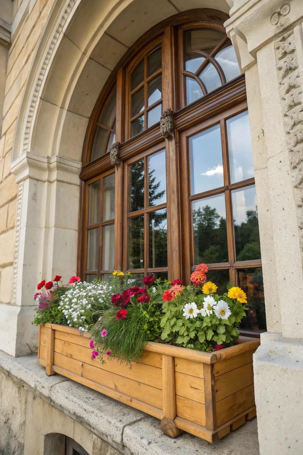 Plant containers add color and charm to your arch windows.