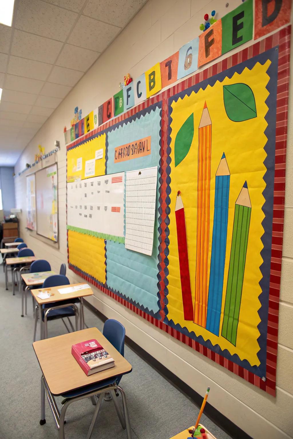 School supplies-themed board that’s all set for a fresh school year.