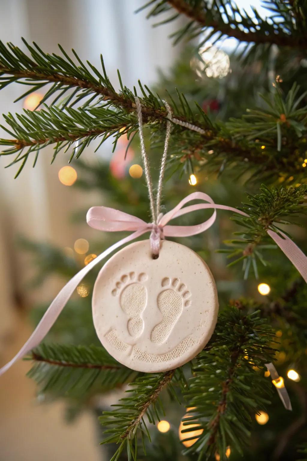 An adorable footprint decoration for grandma’s seasonal décor.