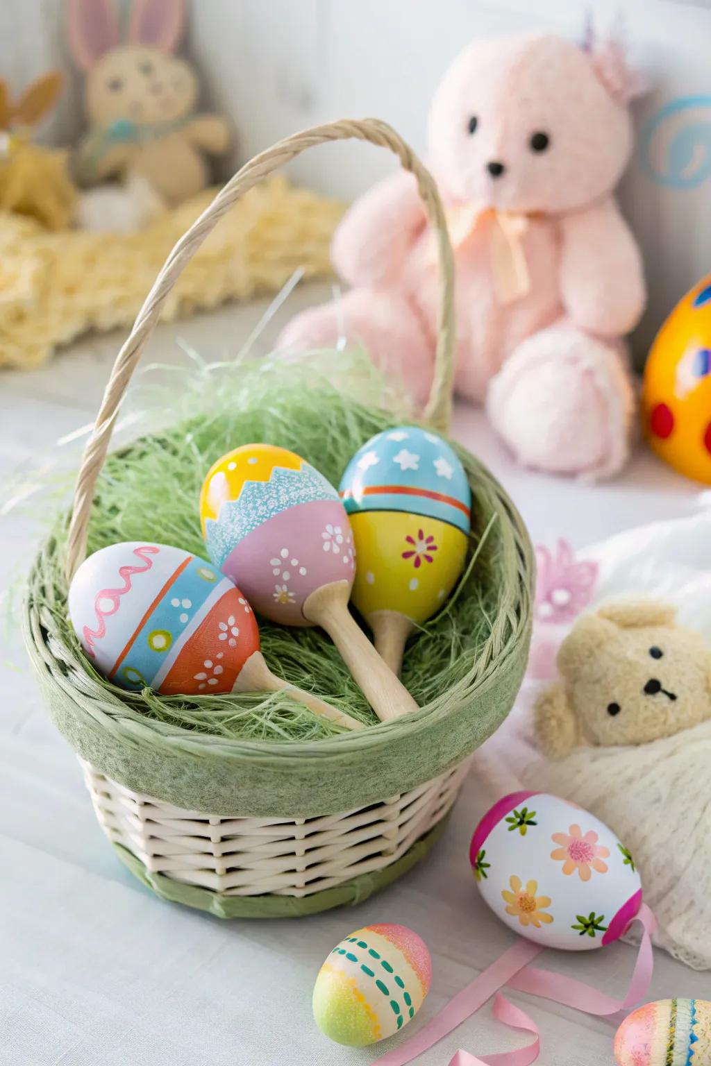 Easter sphere maracas that add a musical twist to the holiday.
