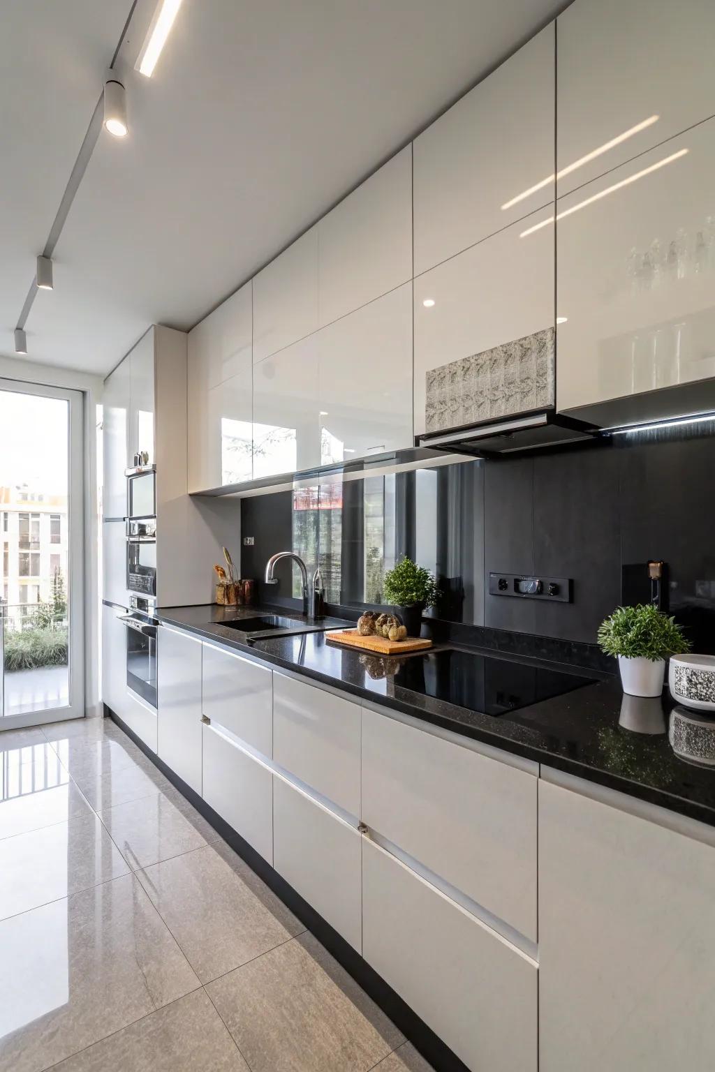 Glass sections offer a sleek and simple touch to cooking space design.