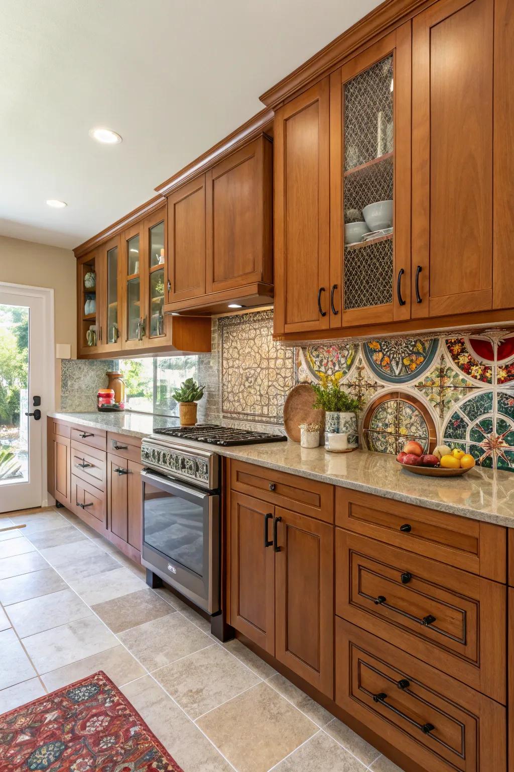A mixed mix of styles adds style to the kitchen.