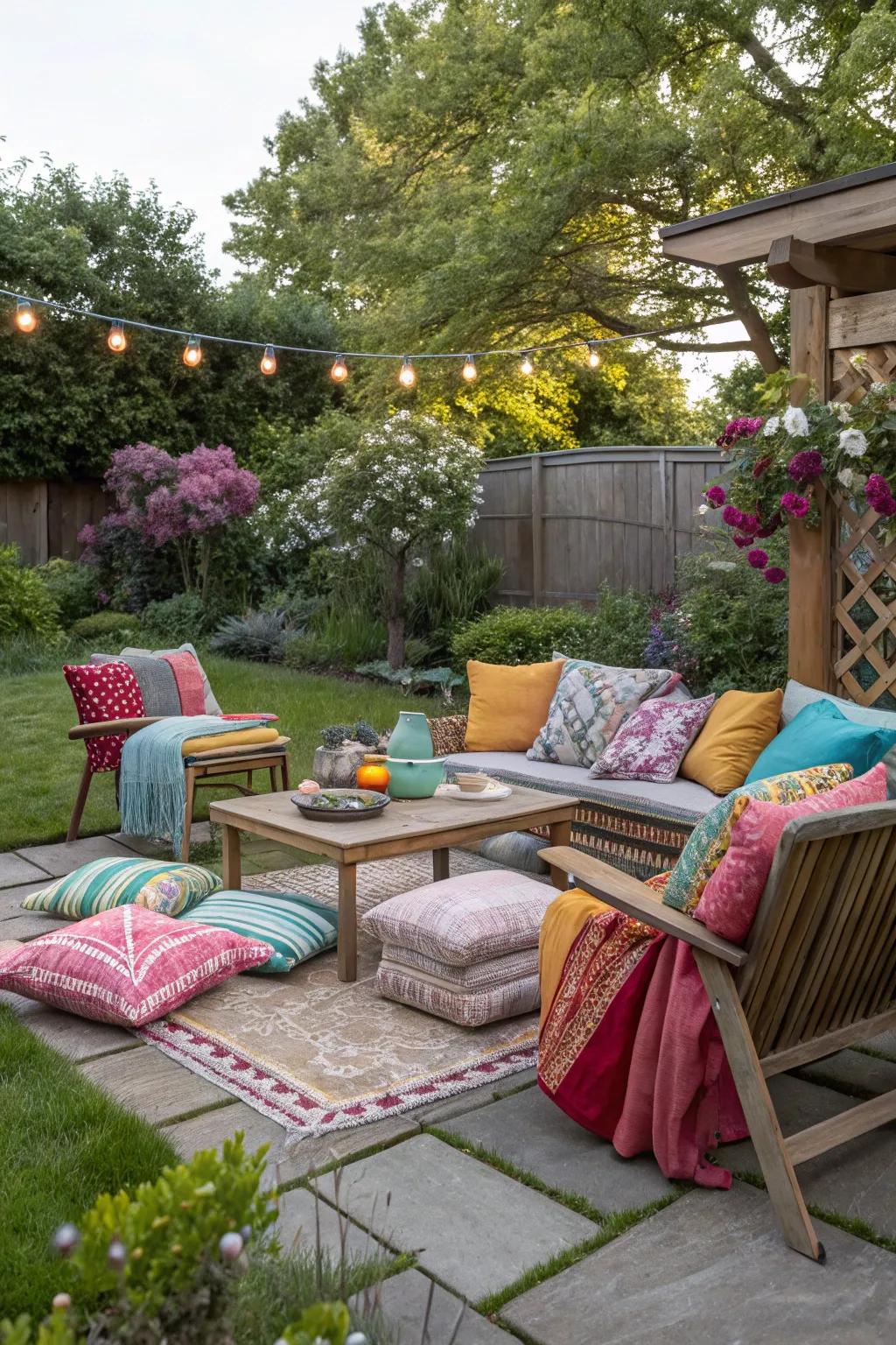 Cushions and throws add comfort and color.