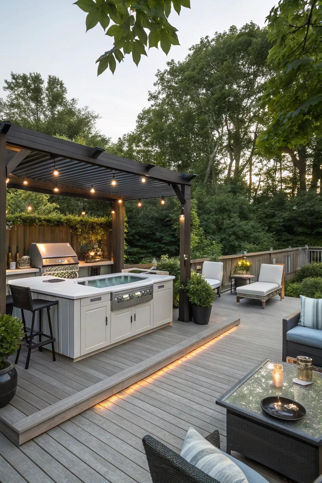 An outdoor kitchen adds practicality and enhances your hosting capabilities.