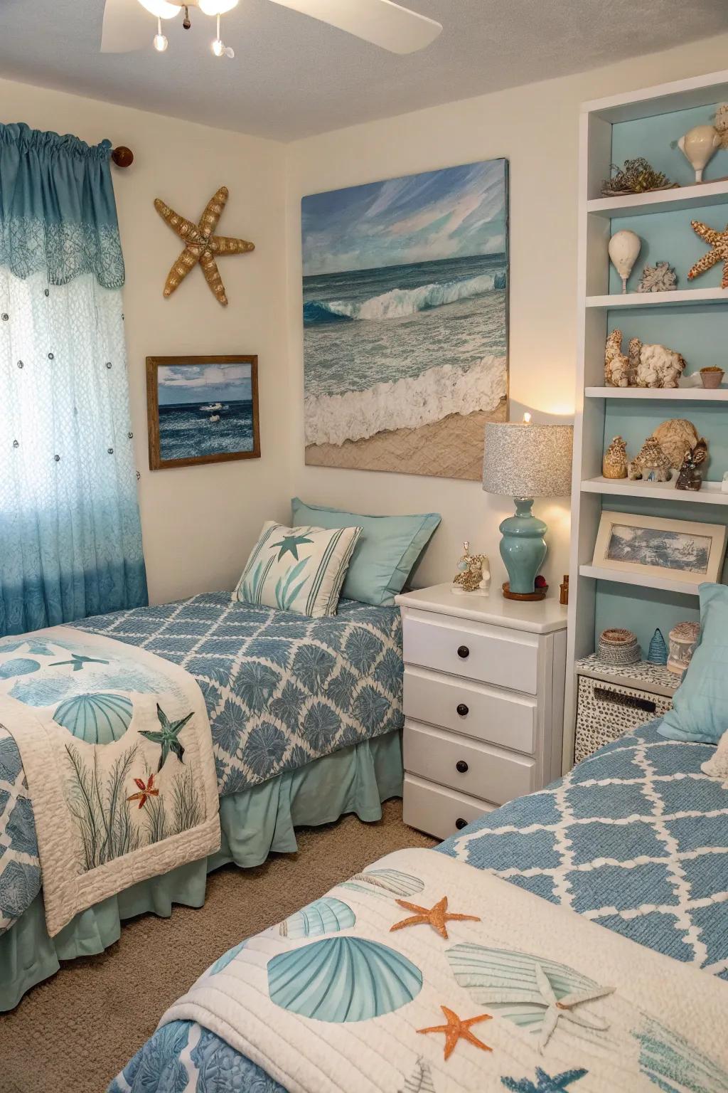Marine themes usher in coastal serenity indoors.