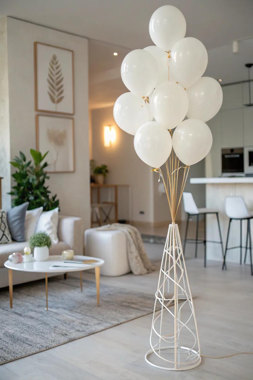 White balloons offer a sleek, modern style.