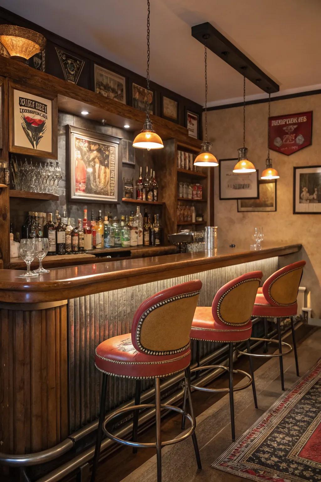 A themed bar creates a unique and immersive experience right in your home.