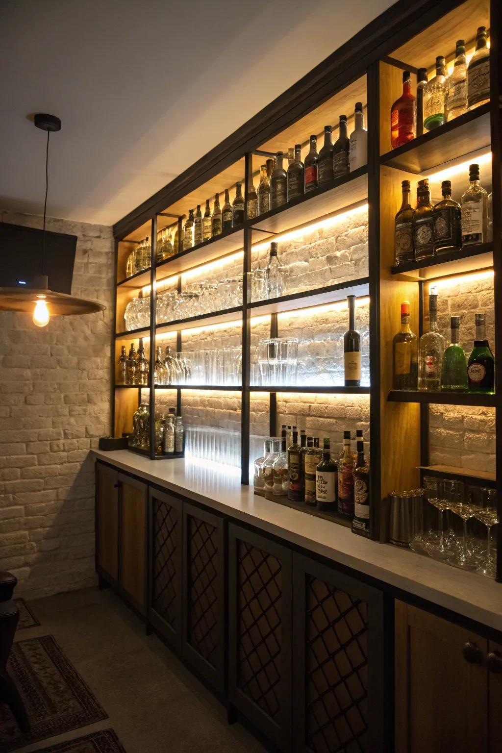 Radiant shelves illuminate your collection beautifully.