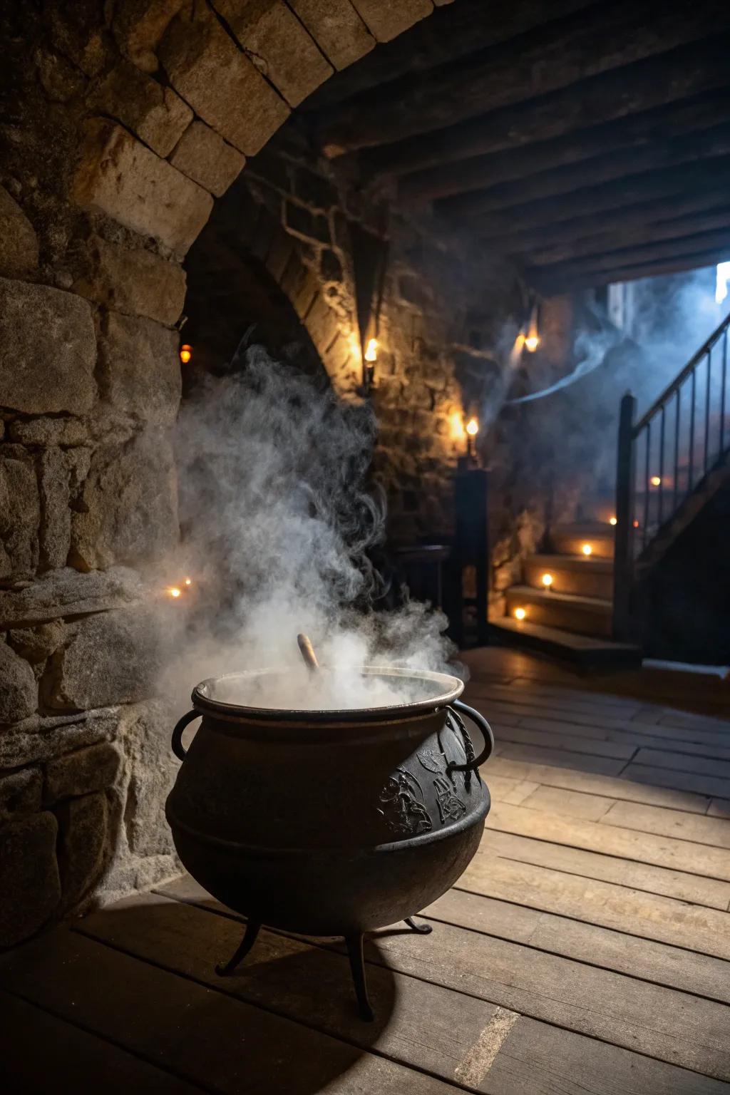 A bubbling cauldron crafts a captivating centerpiece.