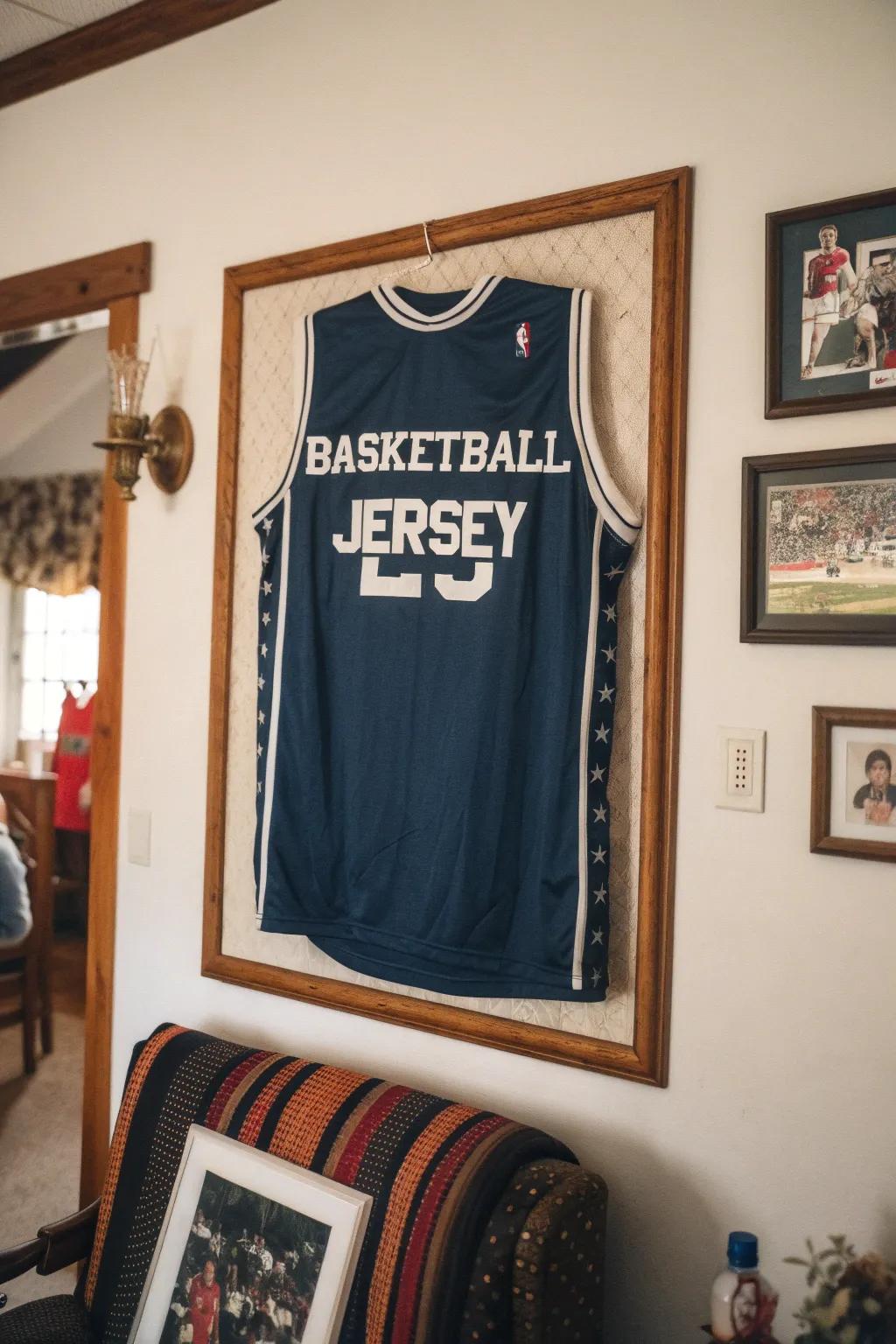 A personalized jersey infuses an uplifting element into the decor.