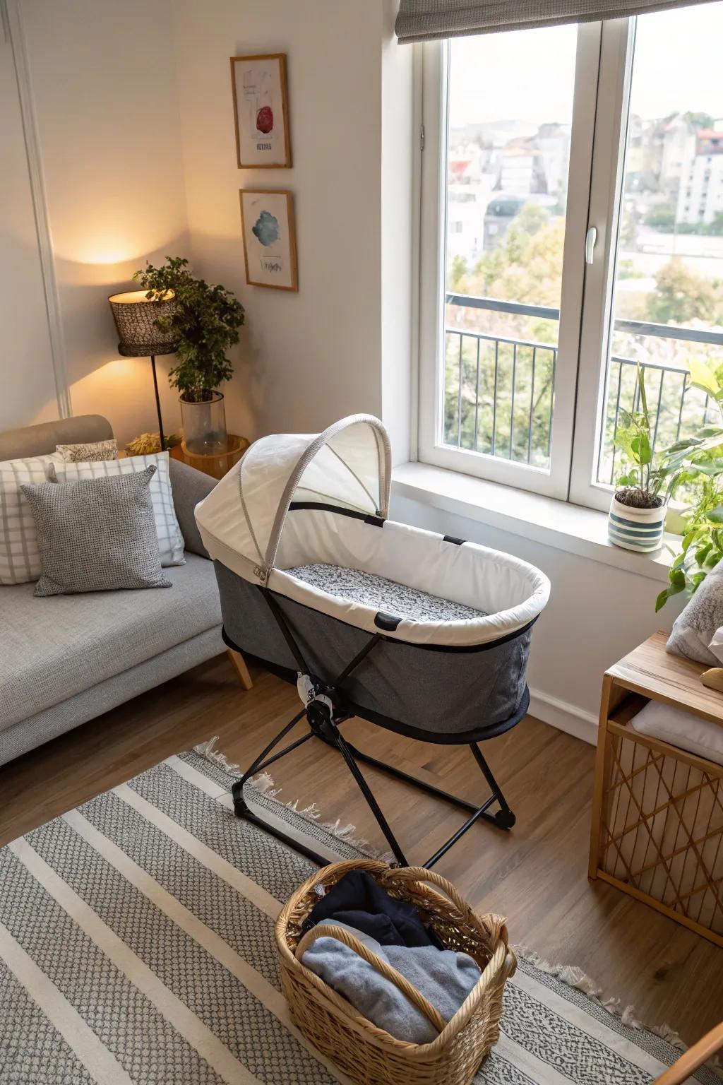 Maximize space with a convenient foldable bassinet.