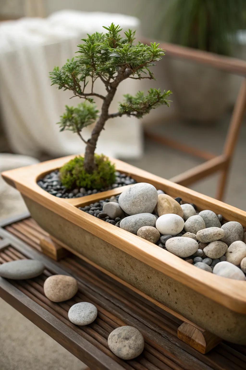 Find tranquility through a Zen-inspired bath bridge arrangement.