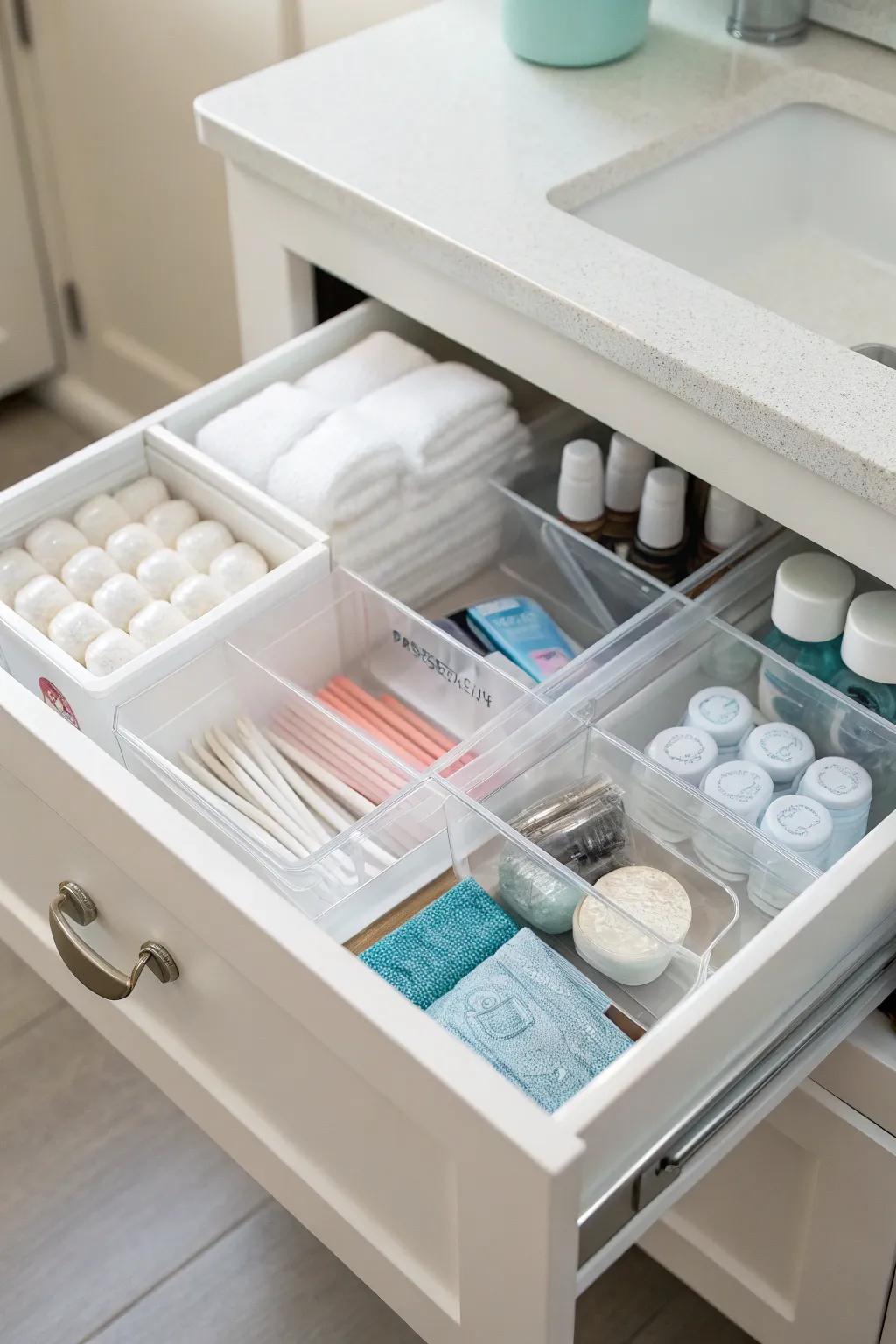Drawer organizers keep your smaller items neat.