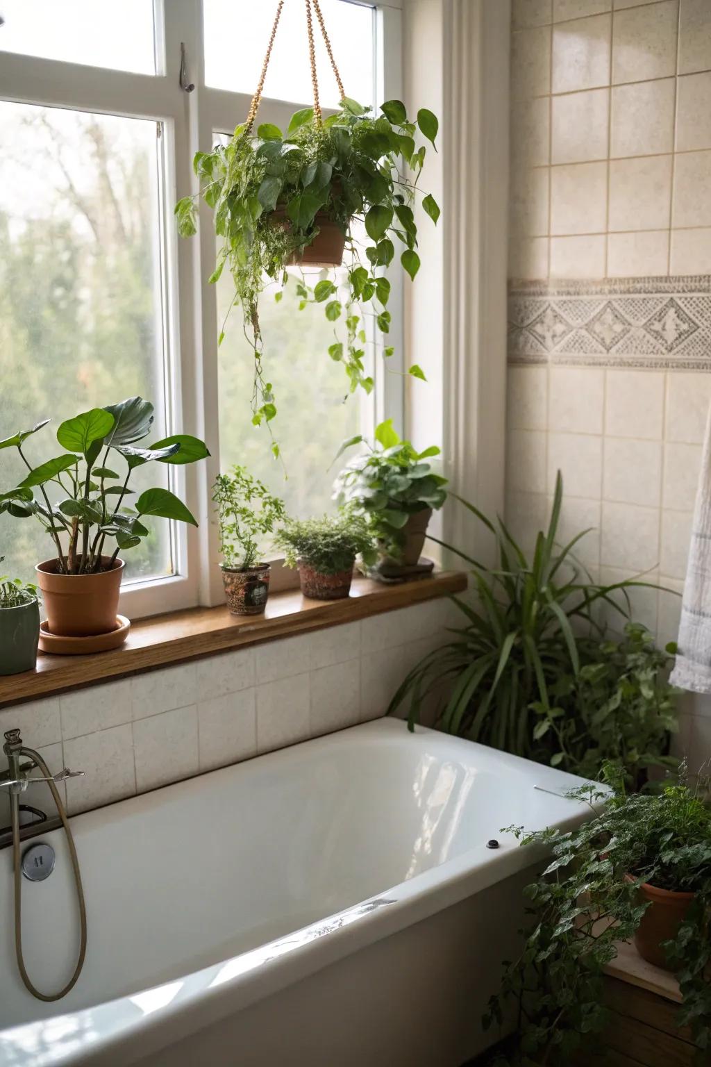 Plant details make your bathroom feel more natural and new.
