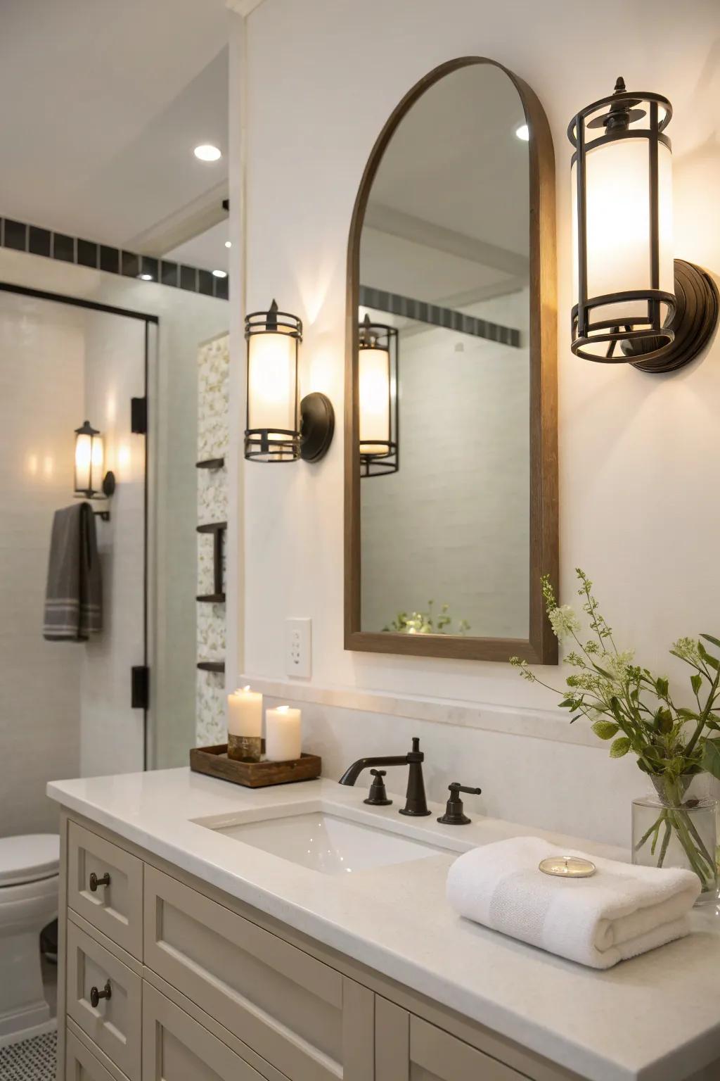 Minimalist sconces put emphasis on neat lines and simplicity.