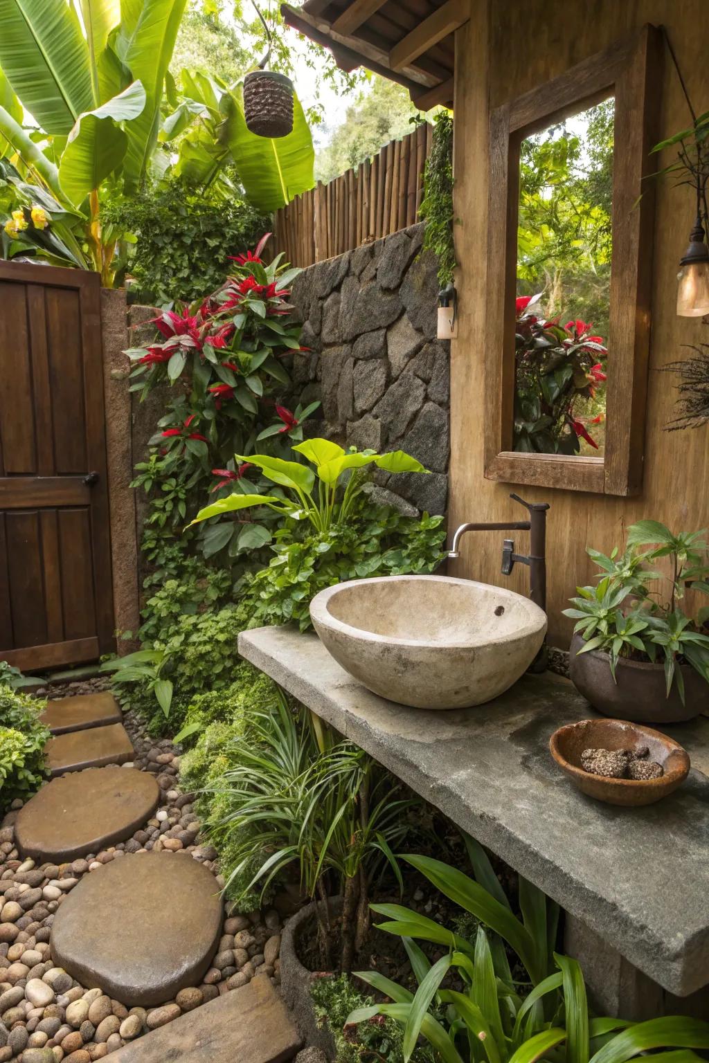 Nature-inspired bathroom sink for a refreshing vibe.