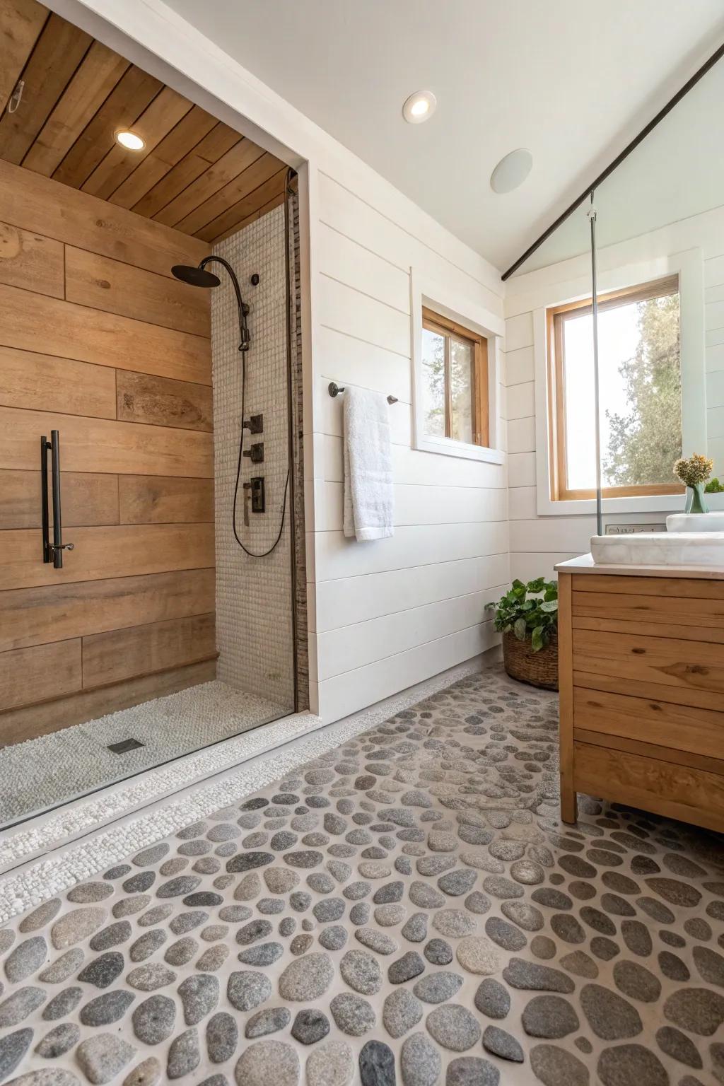 Step into a spa retreat using soothing shingle panels.
