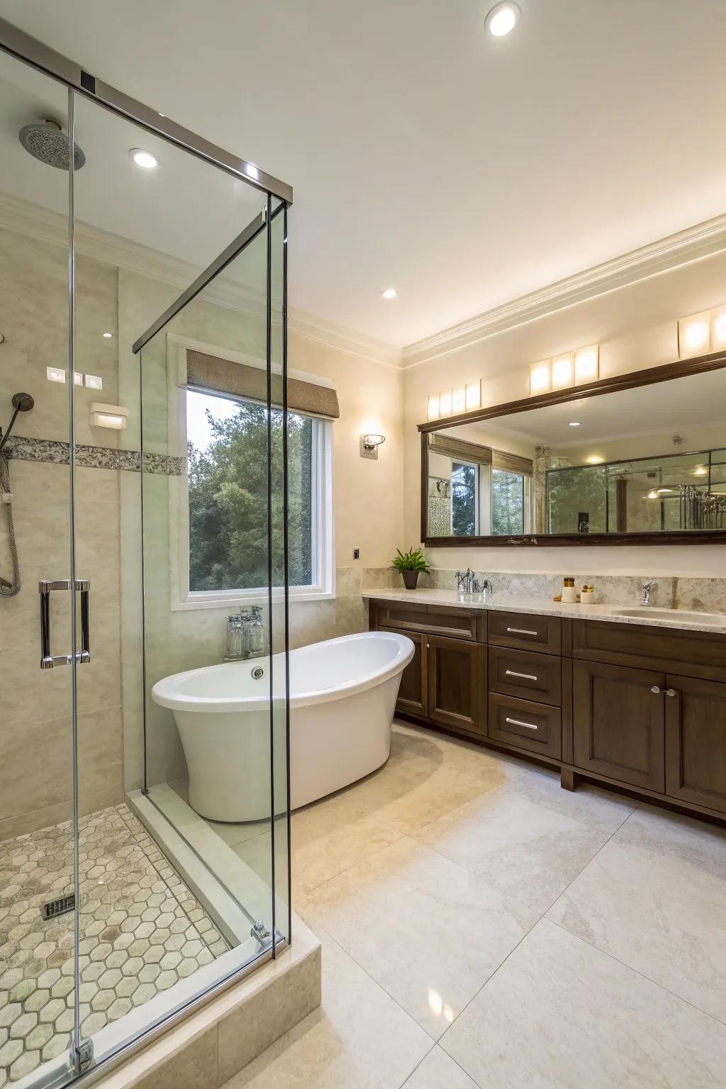 A shower-soak combo maximizes space.