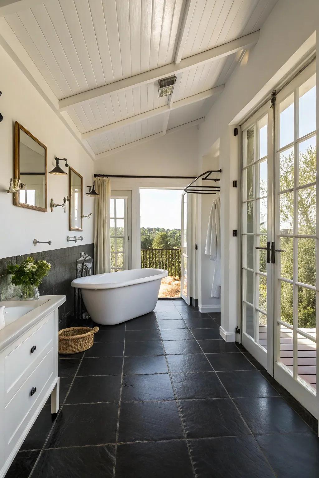 An unrestricted layout creates an inviting and spacious feel in this bathroom.