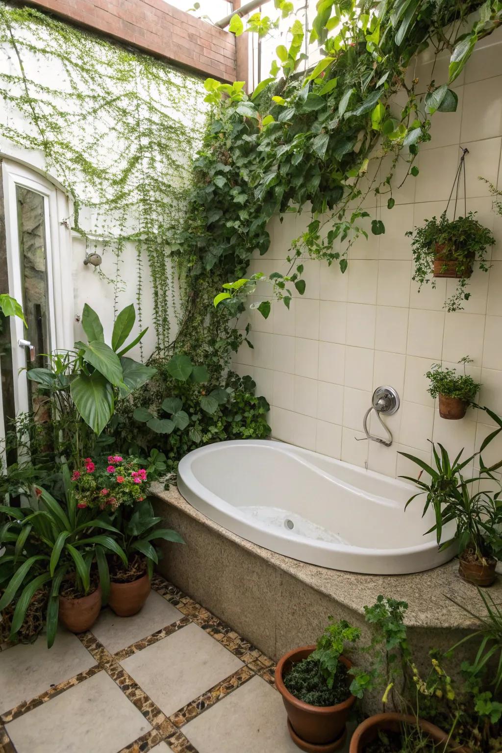 Greenery infuses your bathroom with natural serenity.