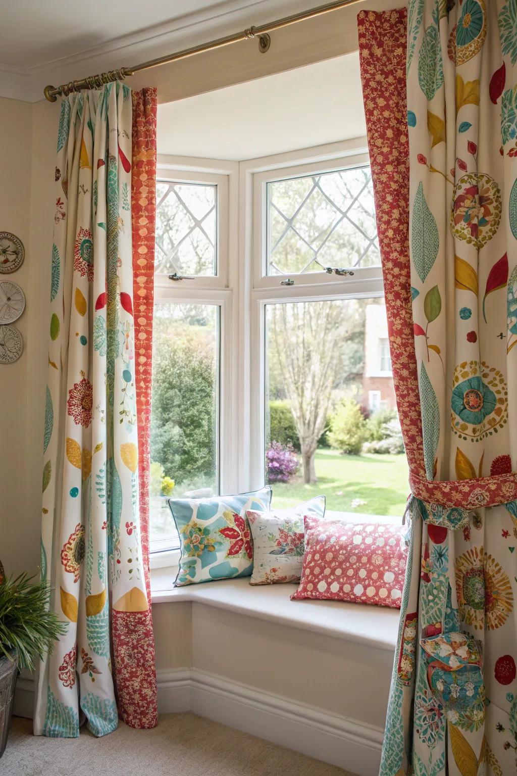 Patterned curtains bring personality and flair.