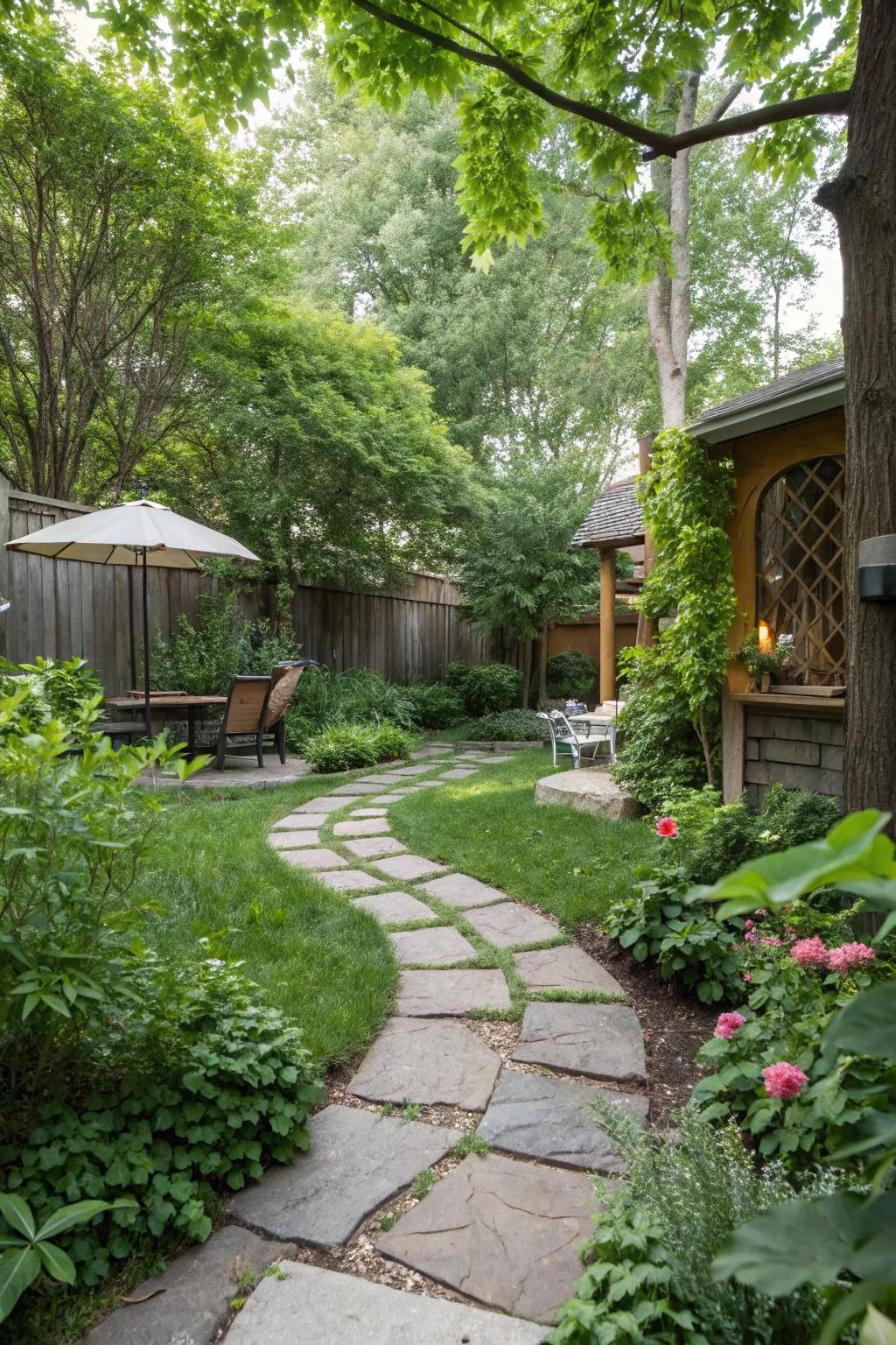Seaside stones introduce texture and a natural coastal appeal to the garden.