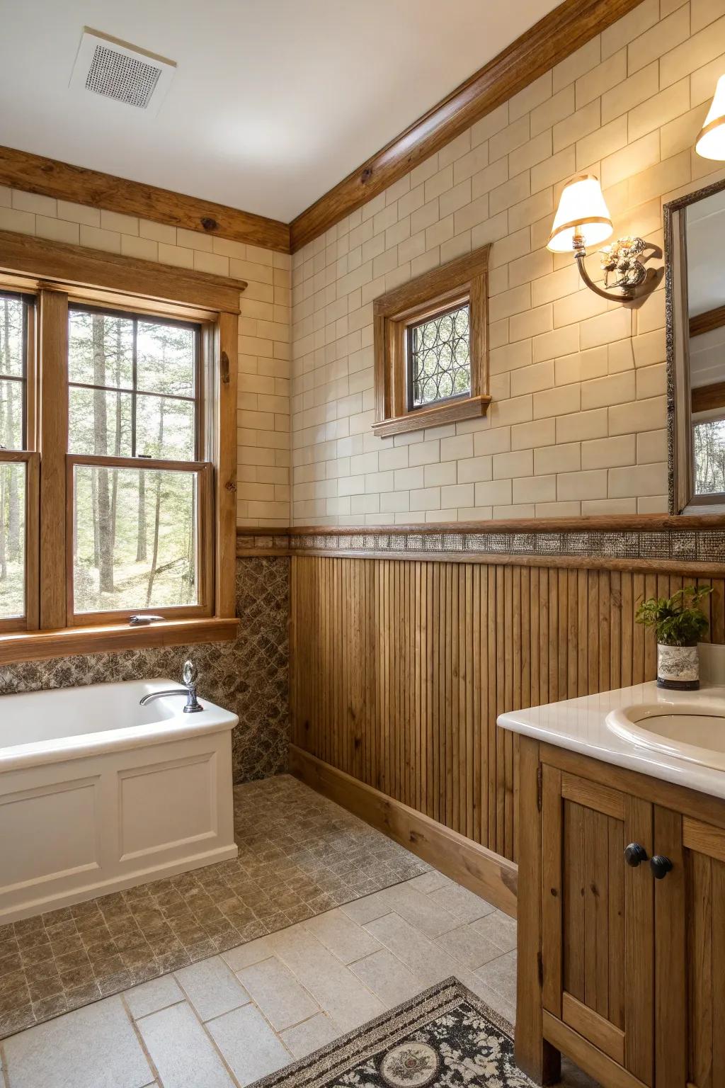 Mixing textures with groove panels creates visual interest.