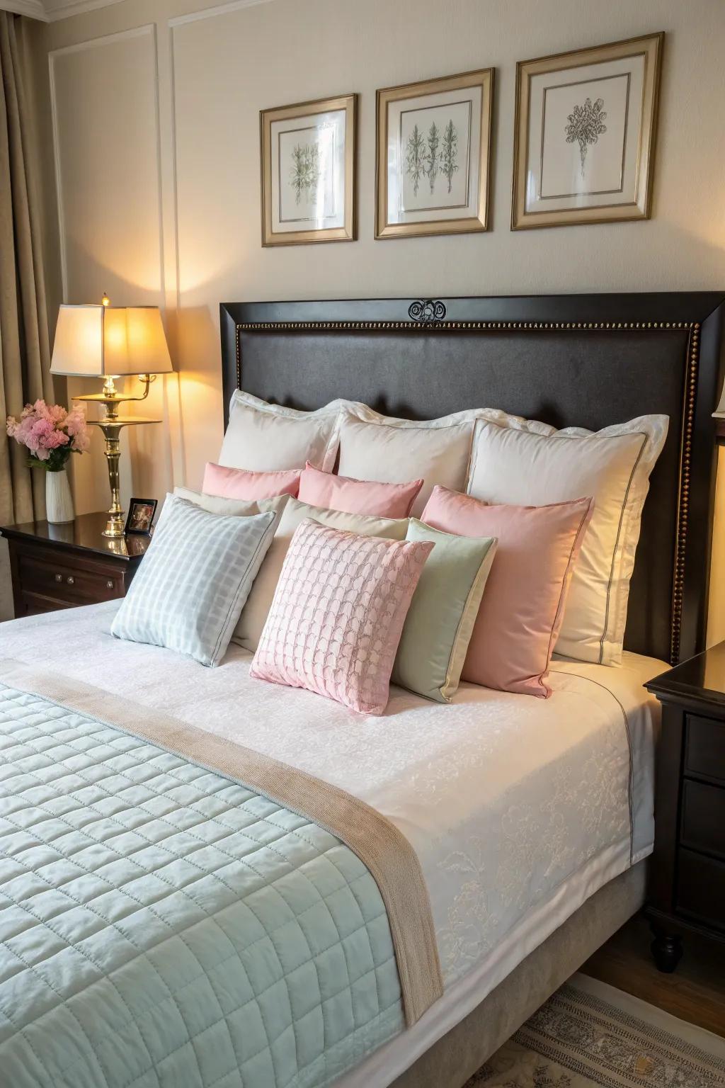 Highlight your headboard with strategic cushion placements.
