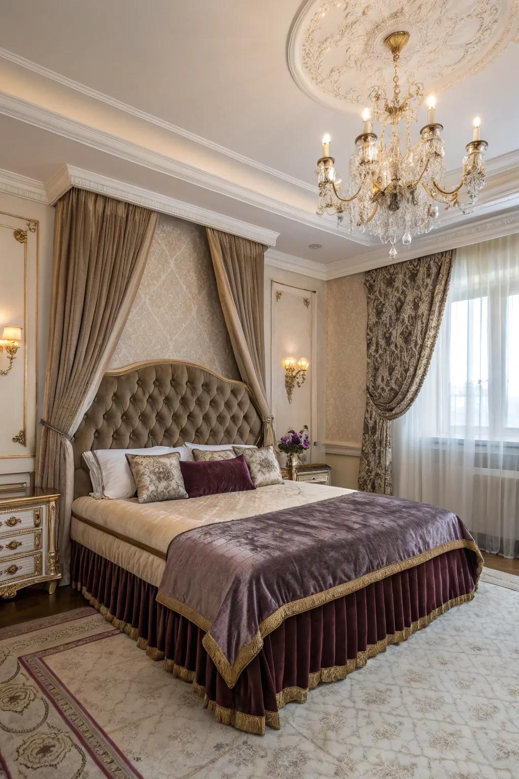 Velvet brings richness and luxury to any bedroom setting.