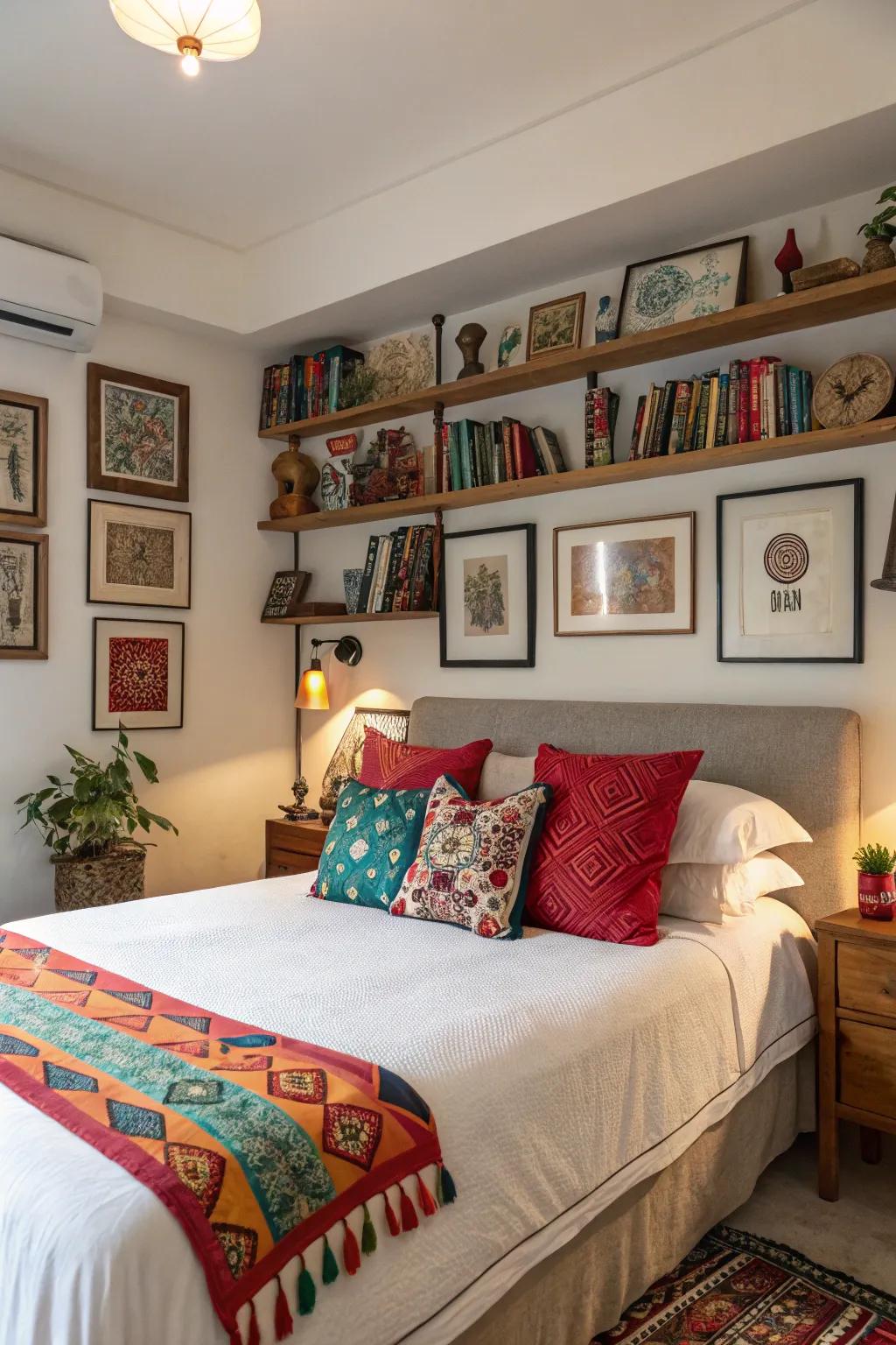 Striking accents impart a burst of color.